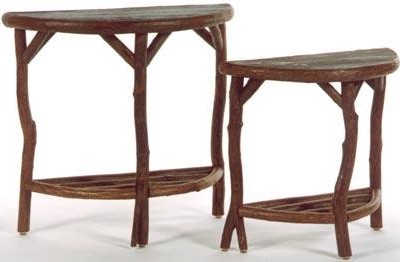 Halfmoon Tables with Lower Shelves