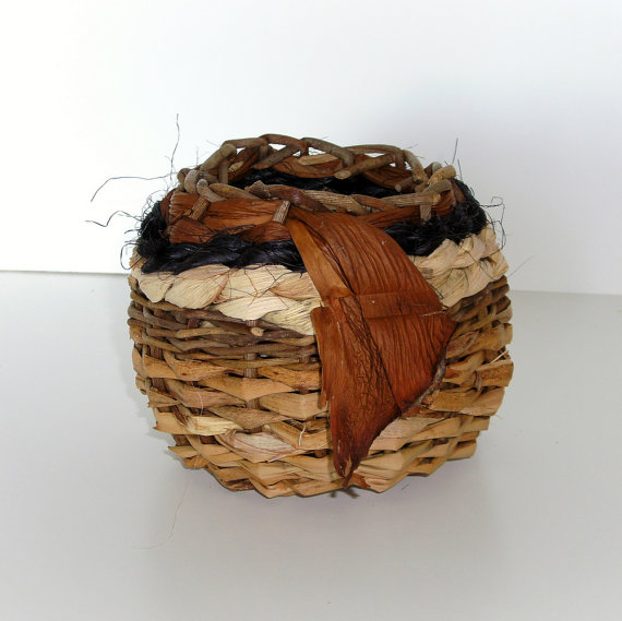 Natural Basket Woven with Materials Gathered from Nature